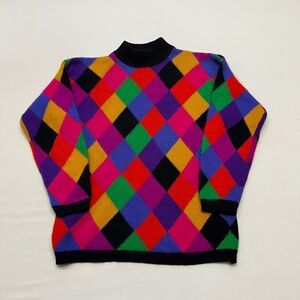 Vintage 80s Statement Sweater Size Medium Eclectic Grandma Maximalist Eclectic
